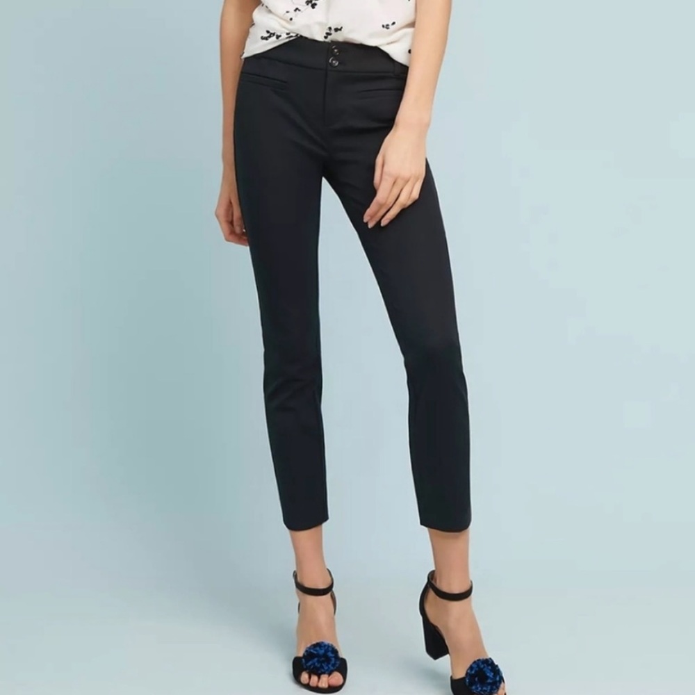 Anthropologie the Essential Slim crop black trousers
